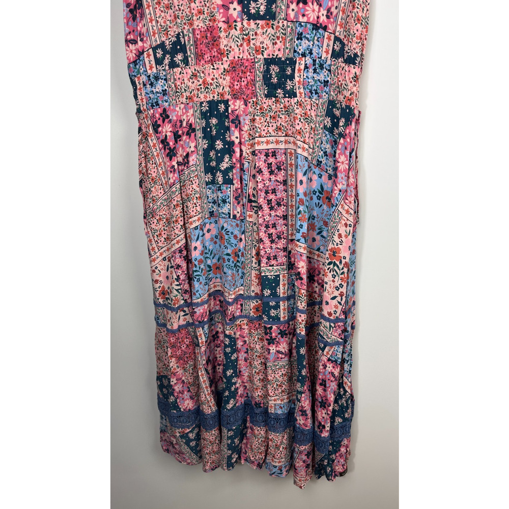 Matilda Jane Wildlife Maxi Dress Pink Teal Floral Boho Patchwork Women's Size XL - Picture 14 of 16